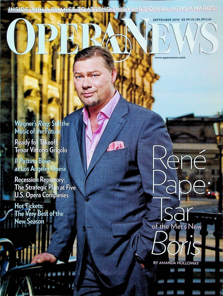 Opera News Magazine September 2010 Rene Pape Vittorio Grigolo Michael Fabiano