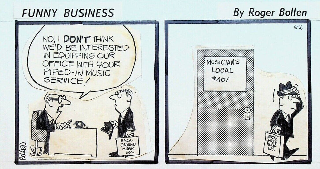 Funny Business Original Comic Strip Art Rog Bollen Musician Local Union