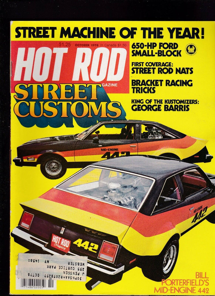 Hot Rod Magazine George Barris Bill Porterfield October 1978 FREE US S/H