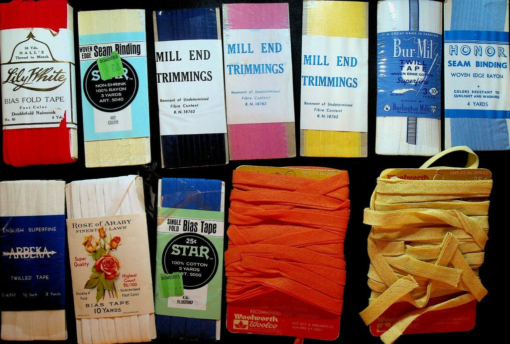 Mixed Brand Sewing Notions Vintage Lot of 12 Seam Binding Bias Fold Tape