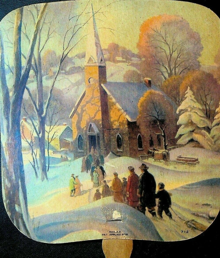 Advertising Fan Abel's Seed House Reading Pennsylvania Winter Church