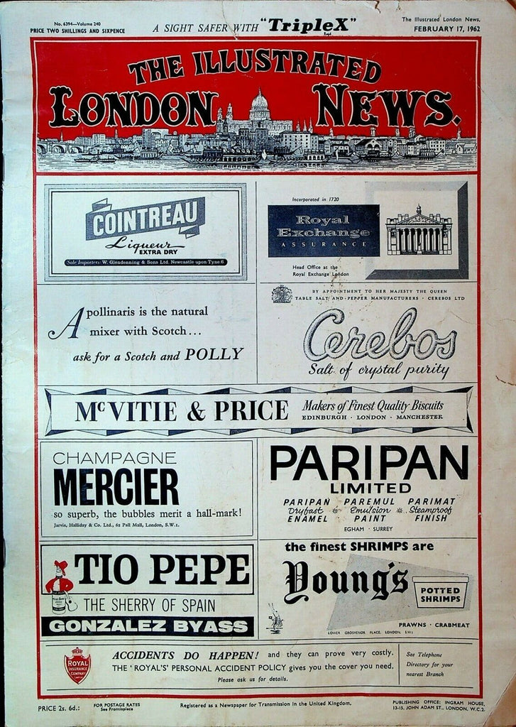 Illustrated London News February 17 1962 Paris Riots Jayne Mansfield Dog Show