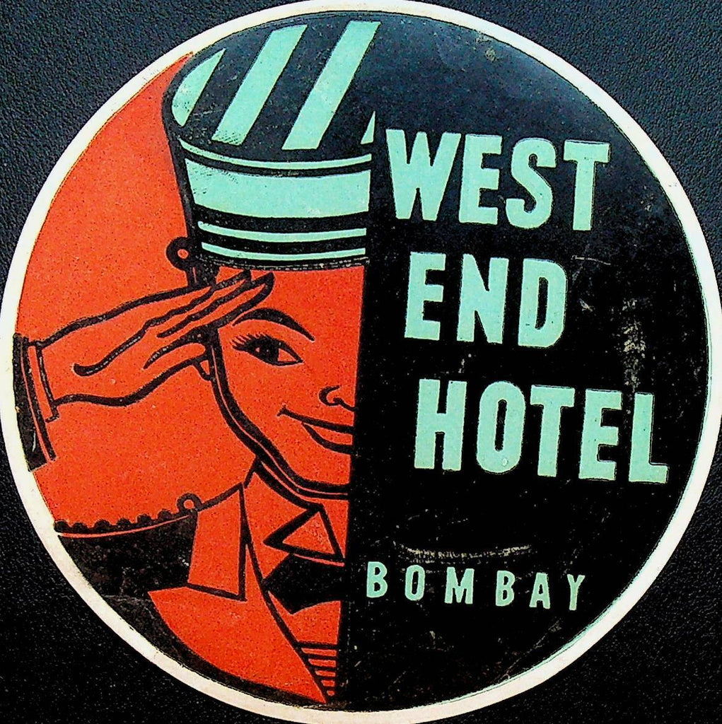West End Hotel Bombay Mumbai India Luggage Tag Vintage