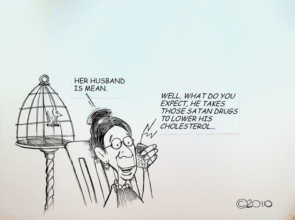 Bill Landis Original Cartoon Art The Villages Daily Sun 2010 High Cholesterol