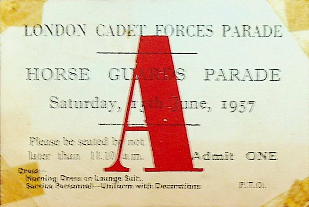 London Cadet Forces Parade Ticket June 15 1957 Horse Guards Parade
