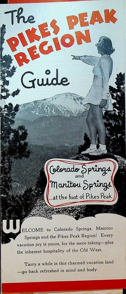 Pikes Peak Region Guide Colorado Springs Manitou Springs Brochure 1940s