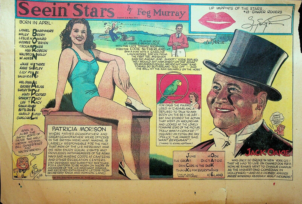 Seein Stars Comic Strip April 18 1943 Patricia Morison Eddie Sutherland