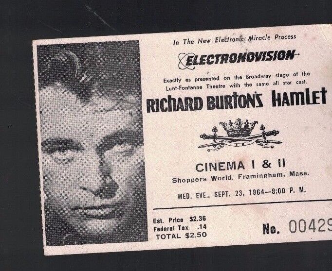 Richard Burton's Hamlet September 23 1964 Electronovision Ticket