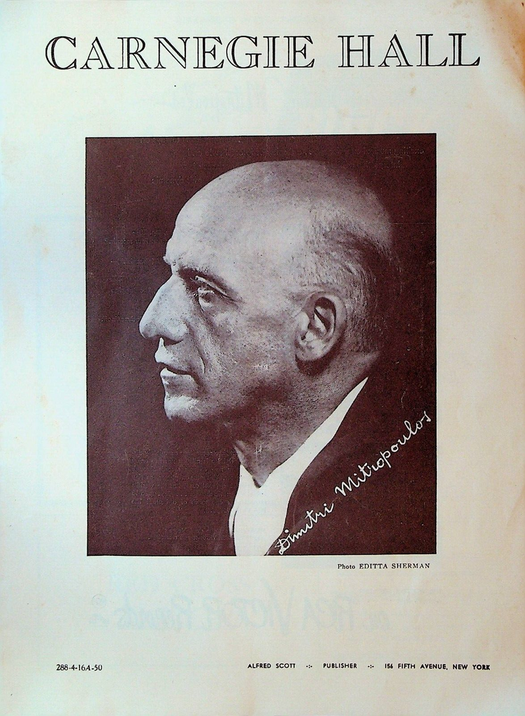 Carnegie Hall Program April 1950 Dimitri Mitropoulos