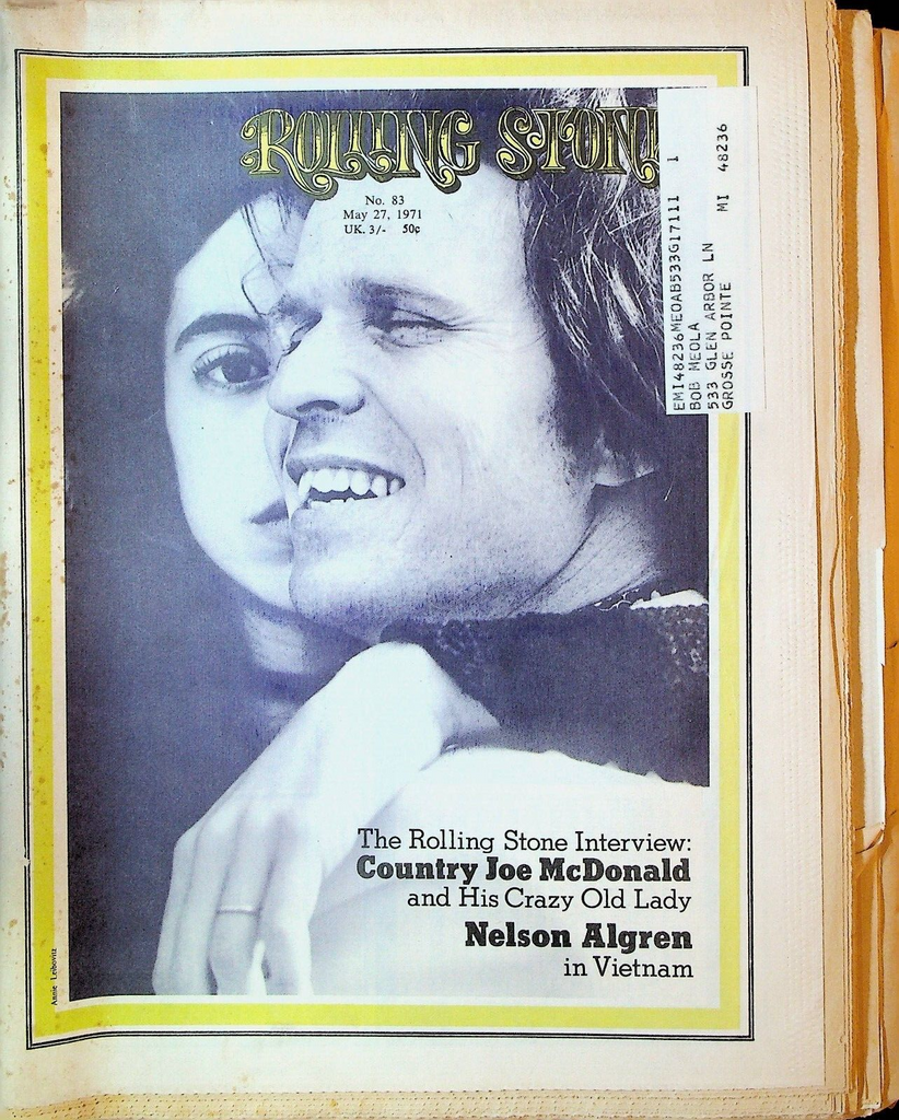 Rolling Stone Magazine 83 May 27 1971 County Joe McDonald Vietnam