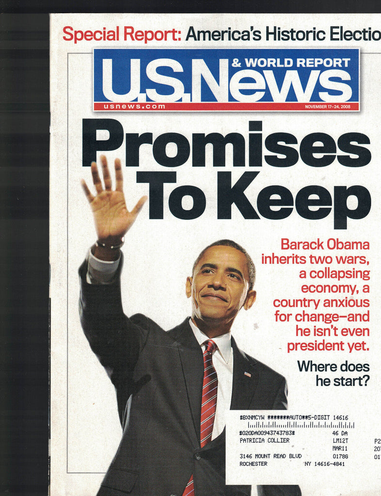 US News & World Report November 17 2008 Barack Obama President Elect