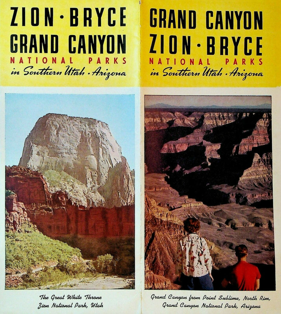 Grand Canyon Zion Bryce National Parks Brochure Utah Arizona 1954