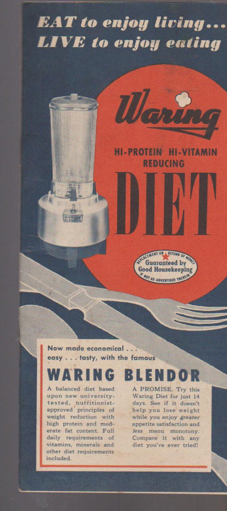 Waring Blender Diet Recipe Book 1953 Hi Protein Hi Vitamin