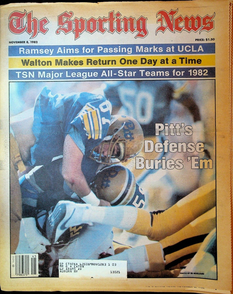 The Sporting News November 8 1982 Pitt Panthers Football Bill Walton Tom Ramsey