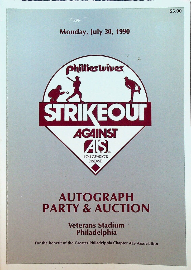Philadelphia Phillies Wives 1990 Program Strikeout Against ALS Mike Schmidt
