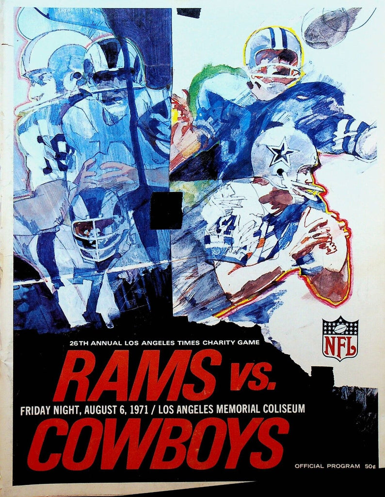 Los Angeles Rams v Dallas Cowboys Program August 6 1971 Charity Game LA Times