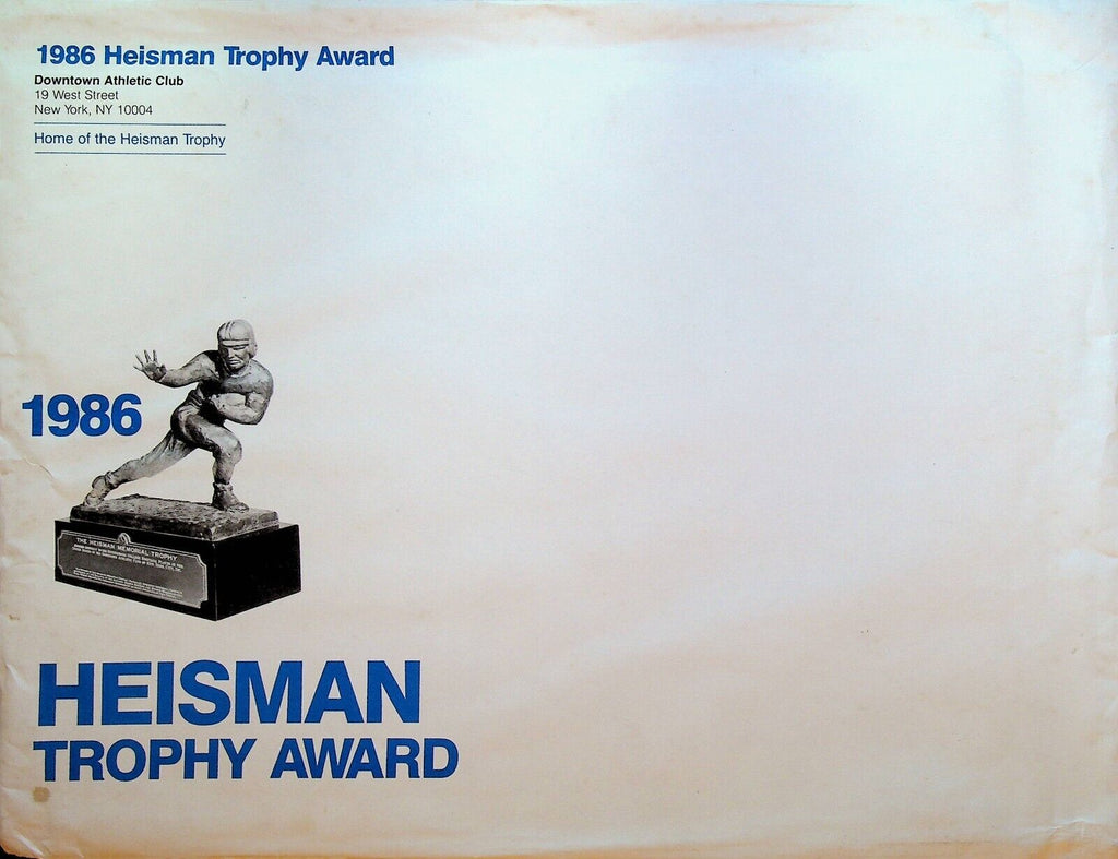 Heisman Trophy Award Press Release Folder Vinny Testaverde 1986