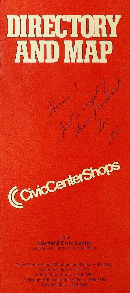 Hartford Civic Center Shops Directory & Map Connecticut 1980s