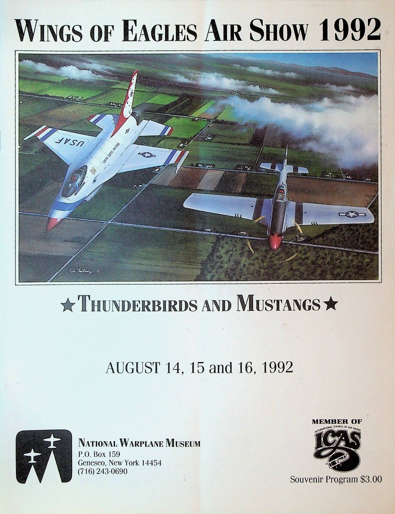 Wings of Eagles Air Show 1992 Program Thunderbirds Mustangs Geneseo NY