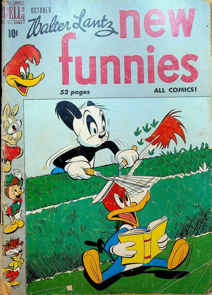 New Funnies 164 Dell Comics 1950 Woody Woodpecker Andy Panda Hedge Trimming