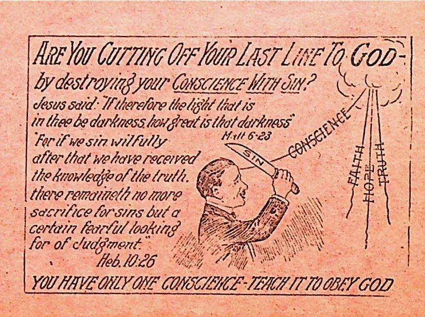 Pilgrim Tract Society Randleman NC Vintage Religious Card Hebrews 10:26