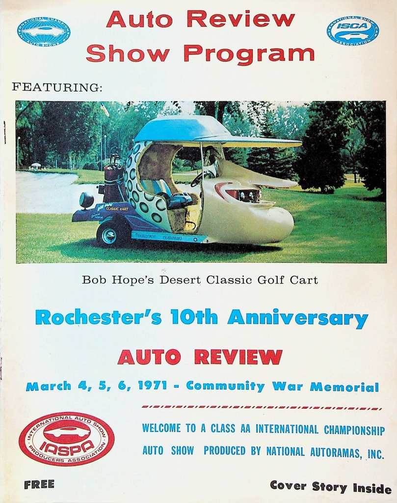 Auto Review Show Program Rochester 1971 Liv Lindeland Bob Hope Golf Cart