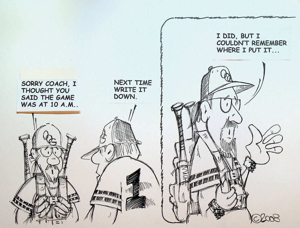 Bill Landis Original Cartoon Art The Villages Daily Sun 2008 Baseball