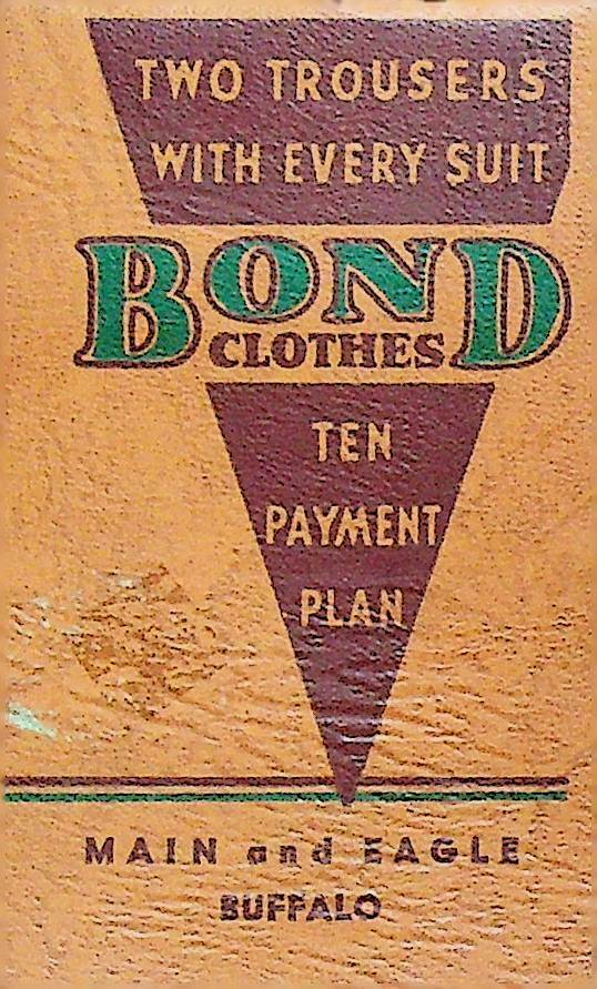 Bond Clothes Memo Book Buffalo NY 1938