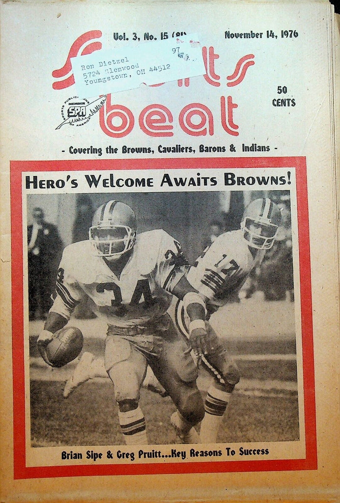 Northeast Ohio Sports Beat Magazine November 21 1976 Ron Bolton Cleveland Browns
