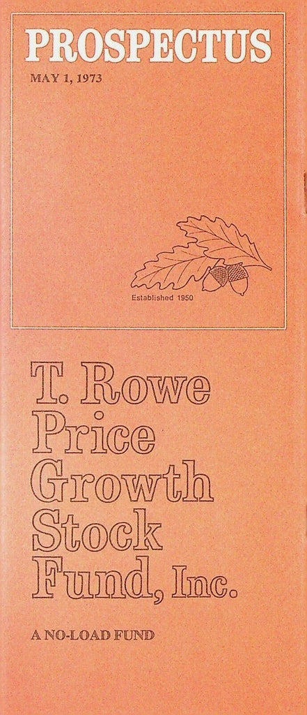 T Rowe Price Growth Stock Fund Prospectus 1973 Vintage Investing Booklet