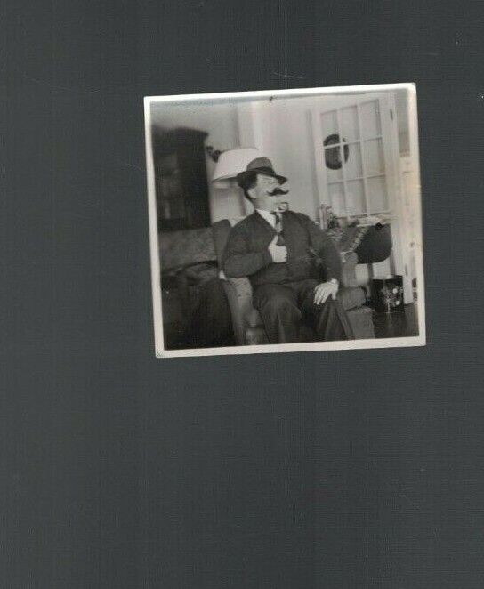 Boy Dressed as Detective With Fake Mustache & Hat Photograph