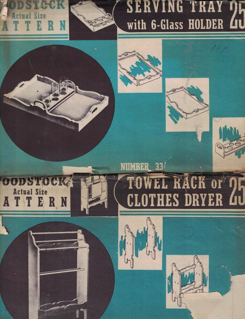 Woodstock Pattern Lot 29 33 35 Serving Tray Magazine Stand Towel Rack