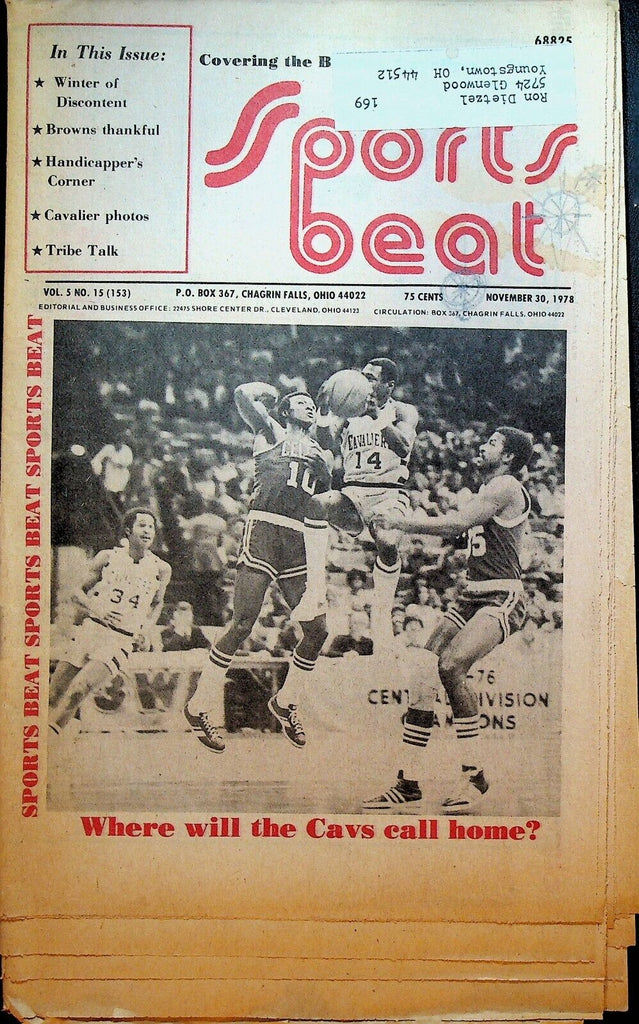 Sports Beat Magazine November 30 1978 Cleveland Browns Cavaliers Indians
