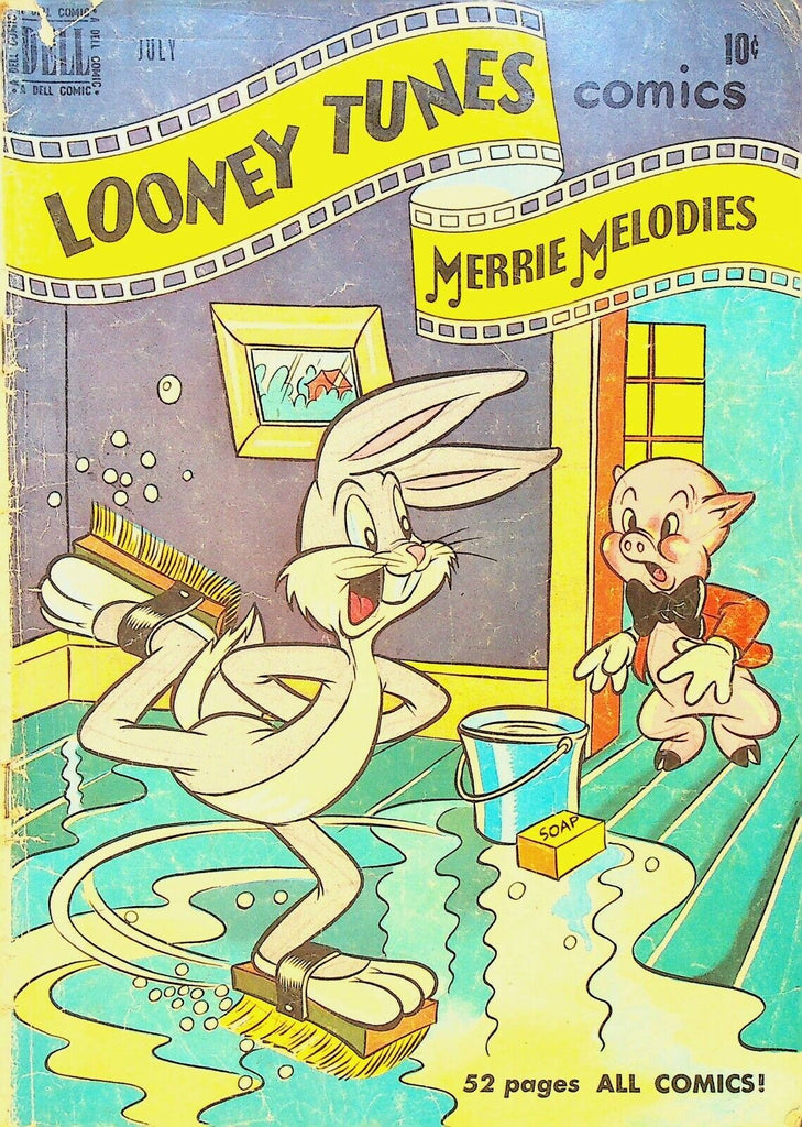 Looney Tunes 105 Dell Comics 1950 Bugs Bunny Porky Pig Skating Cleaning