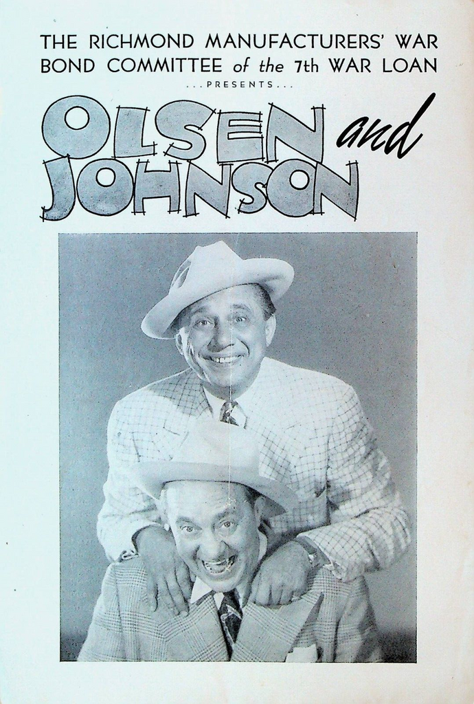 Olsen & Johnson Ad Brochure WWII Richmond Va 7th War Loan Drive