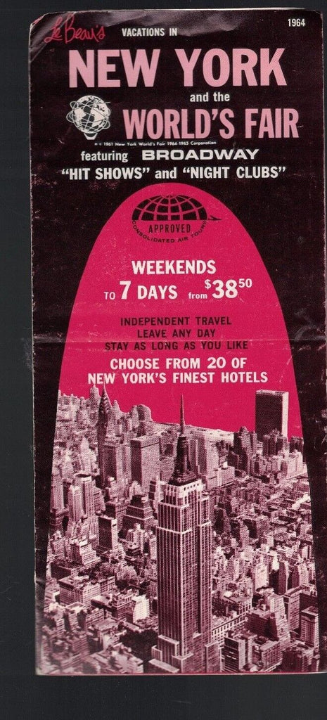 New York & the World's Fair 1964 Vacations Brochure LeBeau's