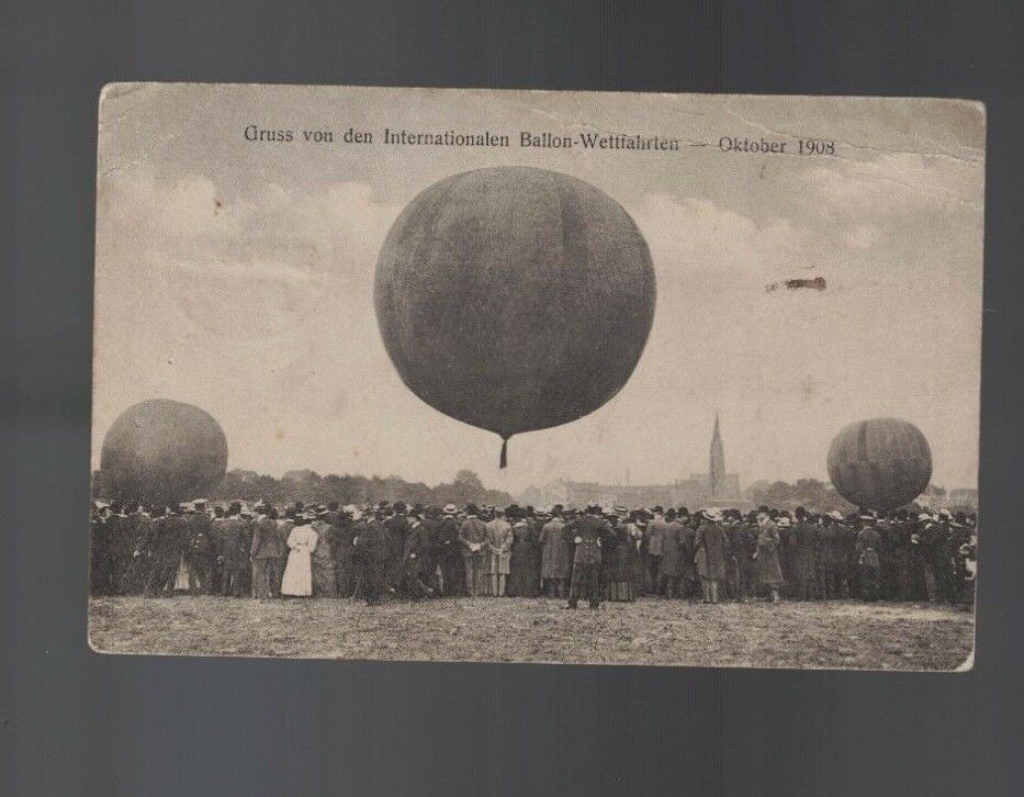 International Balloon Race October 1908 Original German Postcard