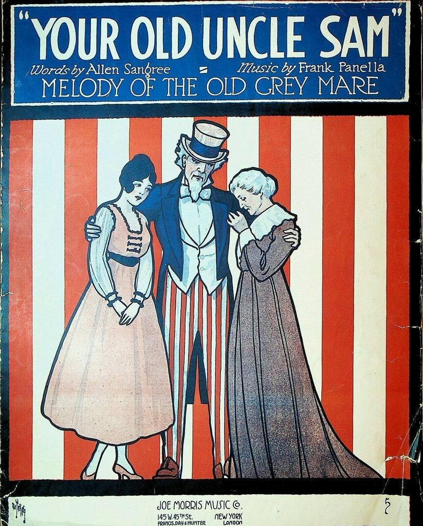 Your Old Uncle Sam Patriotic Sheet Music 1917 Allen Sangree Frank Panella