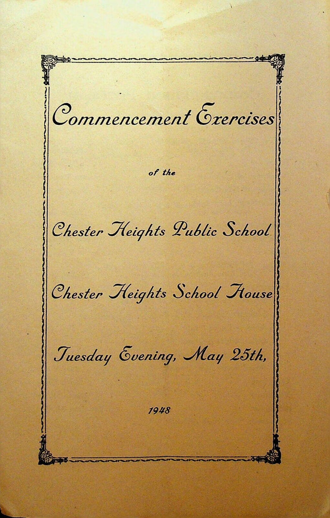 Chester Heights Pa 1948 Commencement Exercises Program