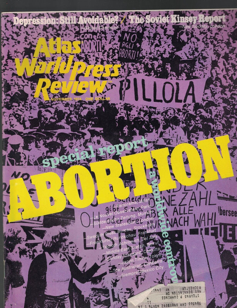 Atlas World Press Review- November 1974 Abortion Chinese Ex-Pats