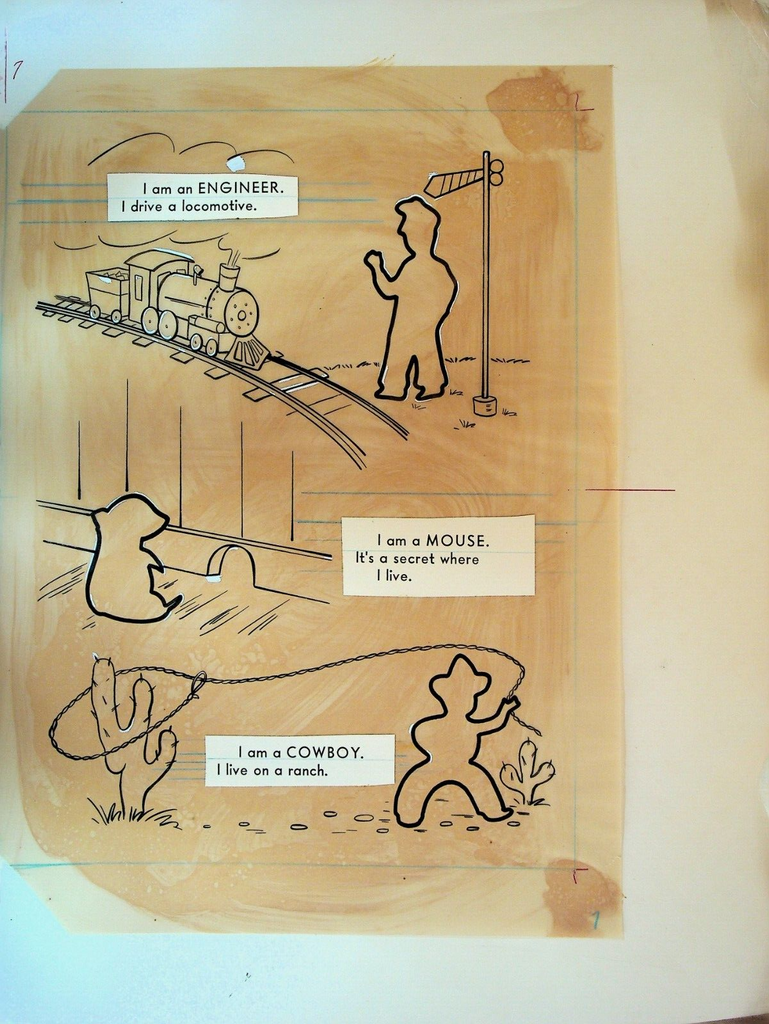 Sticker Whooo?? Quiz Activity Book Original Art Train Engineer Mouse Cowboy
