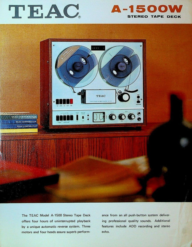 Teac A-1500W Stereo Tape Deck Ad Sheet 1970s