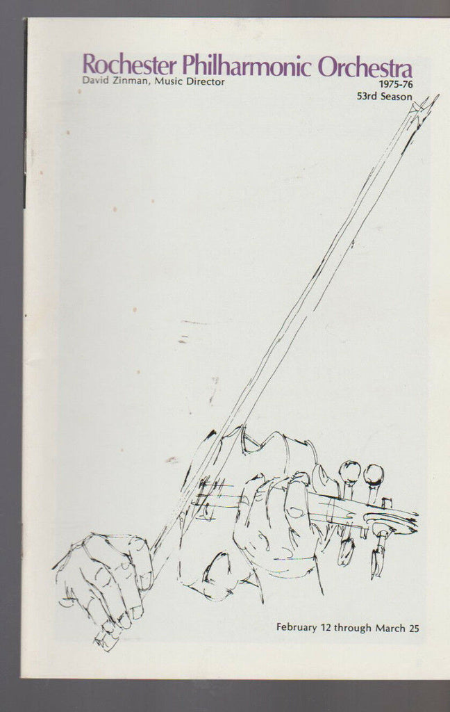 Rochester Philharmonic Orchestra RPO Program February 1976 Brahms Liszt