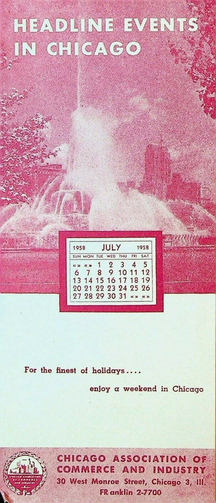 Headline Events in Chicago July 1958 Brochure Cubs White Sox Baseball
