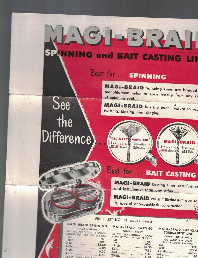 Magi-Braid Spinning and Bait Casting Lines ad sheet