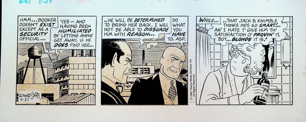 Little Orphan Annie Leonard Starr Original Comic Strip Art May 27 1994