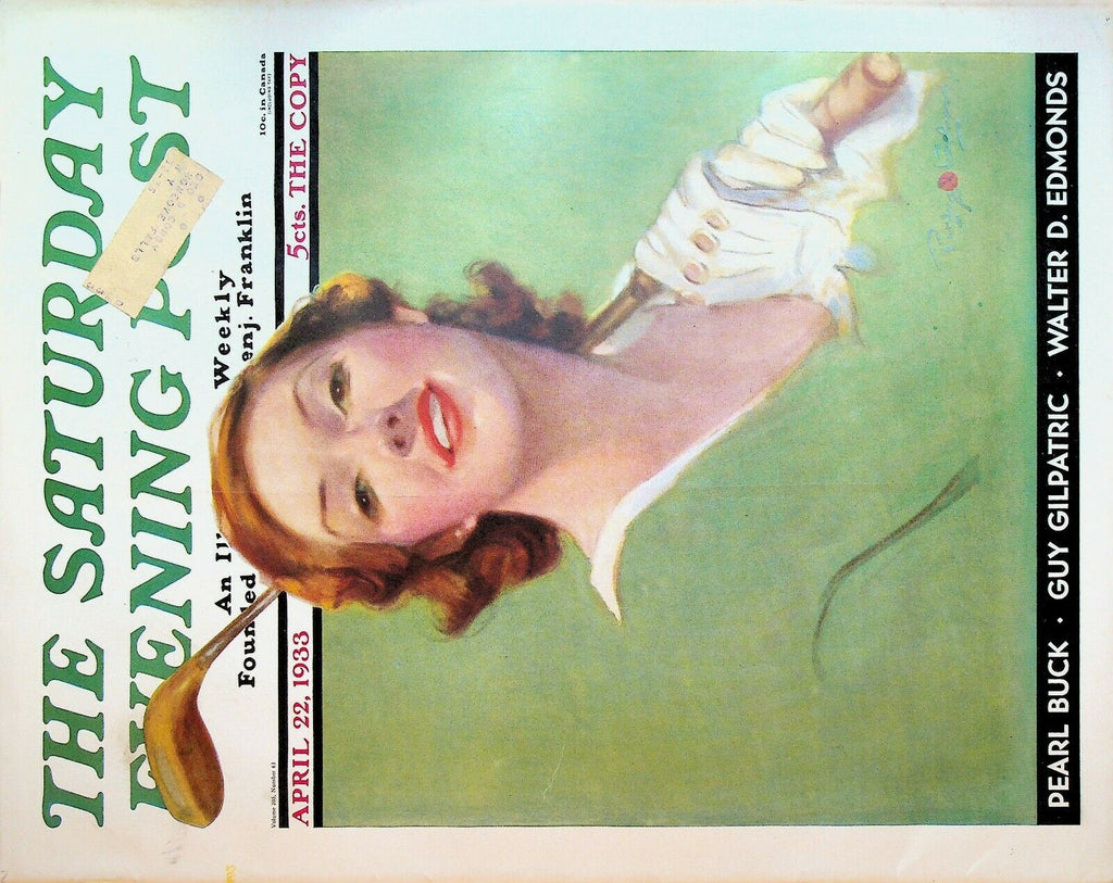 Saturday Evening Post April 22 1933 Pearl Buck China JP Morgan Penrhyn Stanslaw