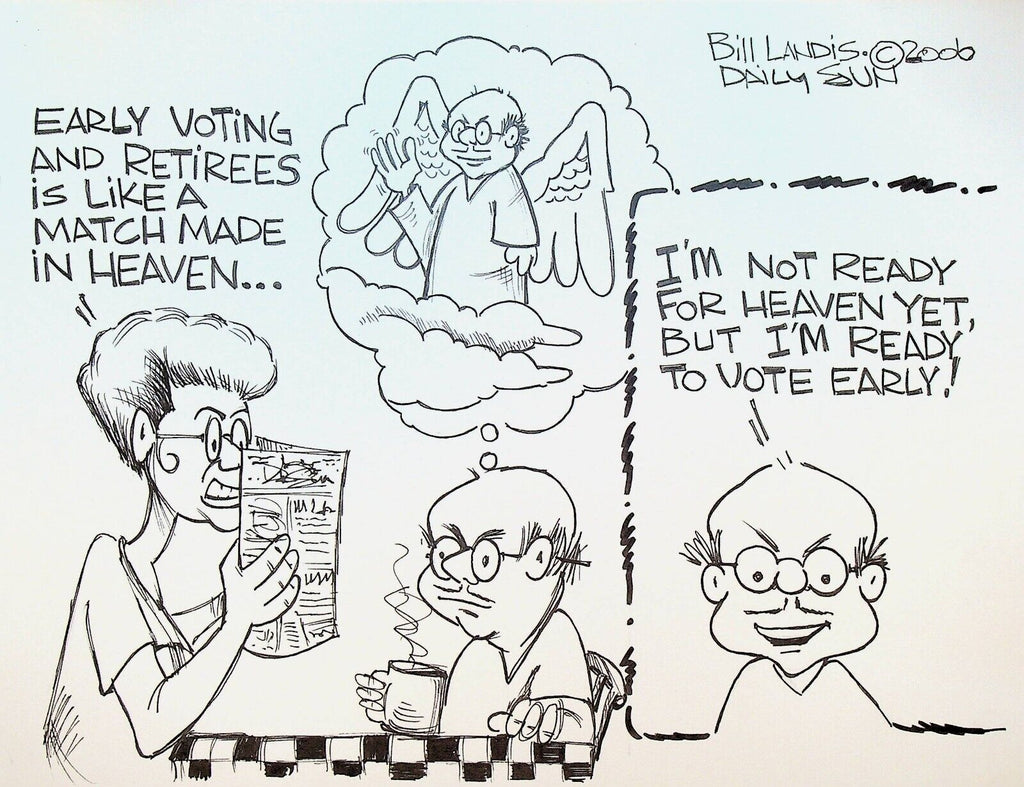 Bill Landis Original Cartoon Art The Villages Daily Sun 2006 Early Voting