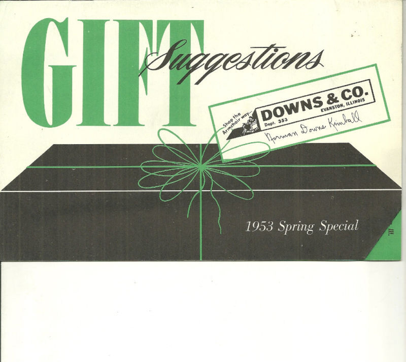 Downs & Co Gift Suggestions 1953 catalog- Evanston Ill