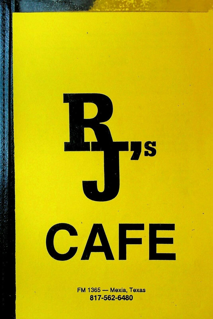 RJ's Cafe Menu Mexia Texas 1980s